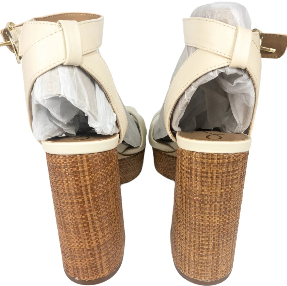 Sam Edelman Kayna Platform High Block Heel Sandal Ivory 8 - Picture 10 of 11